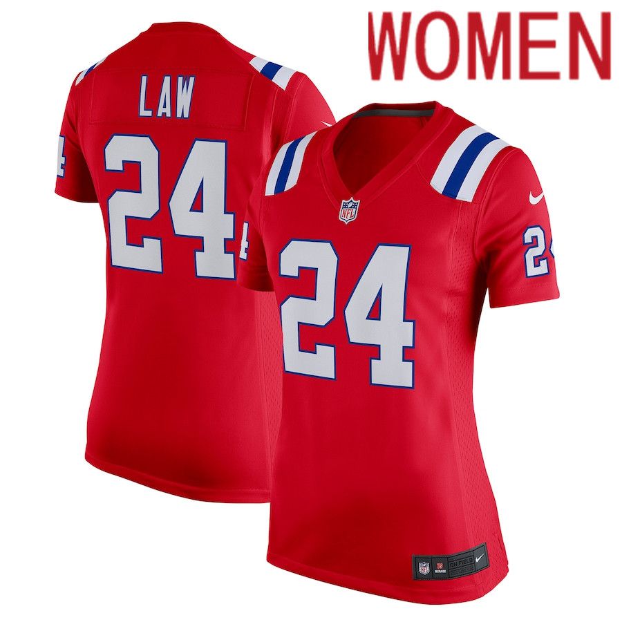 Women New England Patriots #24 Ty Law Nike Red Retired Game NFL Jersey